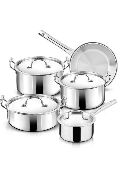 Generic Triply Stainless Steel 9-Piece Cookware Set | Saucepan 16cm, Casserol...