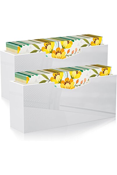 Slasa Acrylic Wall Mount Tissue Box Holder 2 Pcs Black 14x14x14.5 cm Shelf Set
