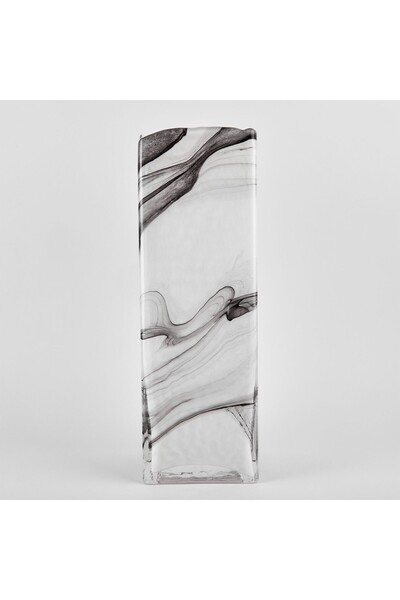 OEM Vază Pictată Sticlă Alb 30 cm