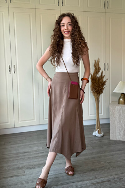 Dilay Gökoğlu Butik Tencel Fabric Asymmetrical Midi Skirt