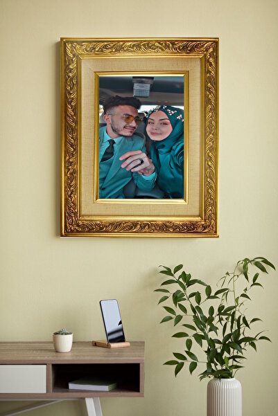 özkacar Kişiye Özel Kanvas Tablo Altın Dijital Çerçeve 2 Ev Duvar Salon Ofis ...