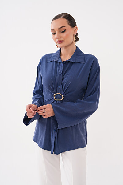 Mega Life Modal Woven Shirt with Back Belt Fastening and Front Buckle Detail