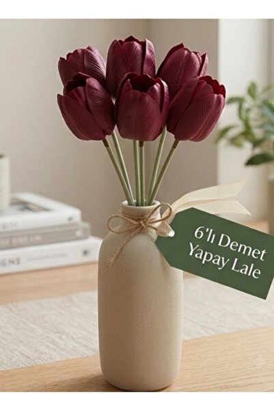 Lilac Home Yapay Çiçek Tek Dal Bordo Lale