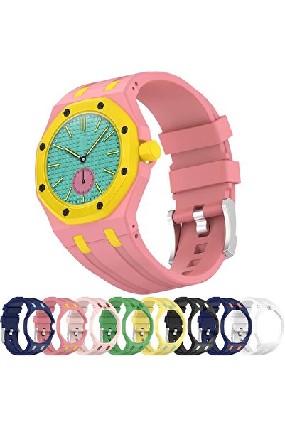 Spon Durable Silicone Sport Strap with Anti-Shock Frame for Swatch x AP Royal...