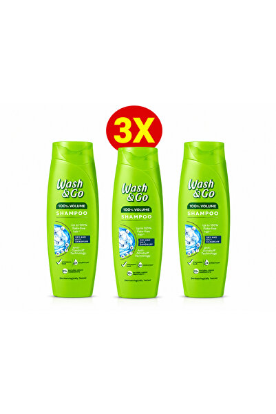 WASH&GO Wash & Go - Pachet 3 x Wash & Go Șampon Antimătreață 360 ml, 100% Vol...