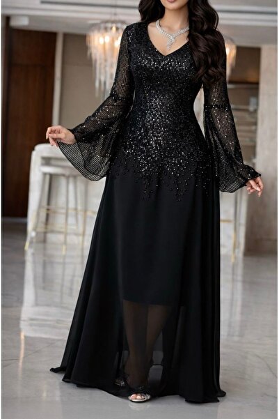 Rizwan01 Chiffon Dress with Sequins