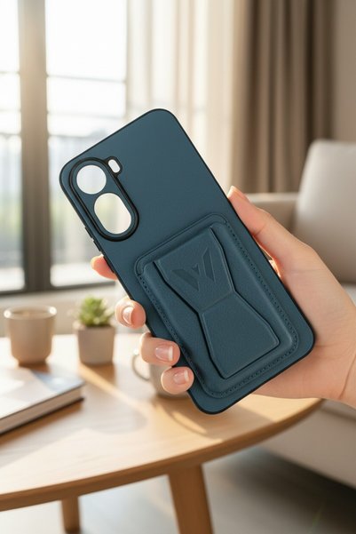 batuteknoloji Redmi A7 Pro 4G-5G Kartlıklı Standlı Suni Deri BTU Silikon Kapak