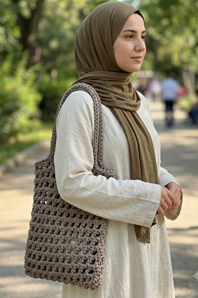 İYİ MODA Veronika Çanta Retro El Yapımı Penye İp Örgü Çanta Omuz Çantası Pint...
