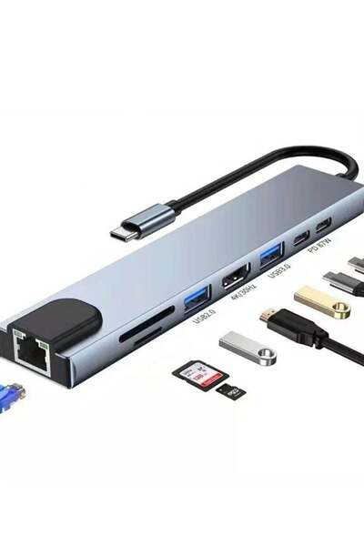 ELTRAZONE 8-in-1 USB C Hub Docking Station – Type C Hub with HDMI 4K@60Hz, Et...