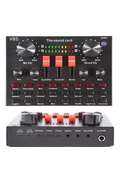 ELTRAZONE V8S Live Sound Card Bluetooth Audio Mixer – All-in-One Portable Voi...