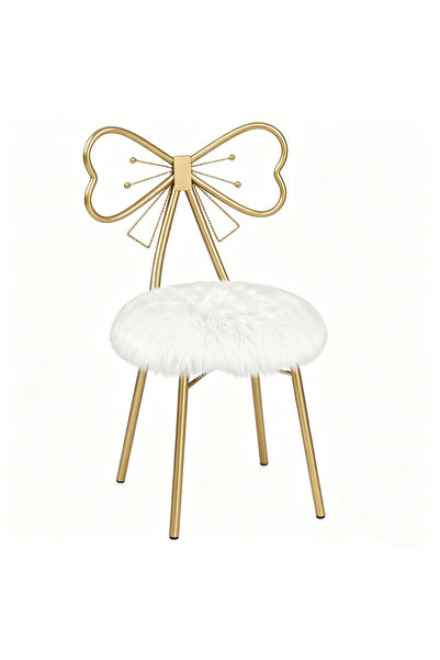 genric FFD Luxury Gold Makeup Vanity Chair with Butterfly Bow Backrest - Whit...