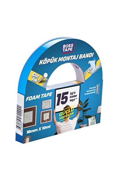 Boss Tape Дунапренова монтажна лента 15 кг Двустранна Бяла 18 мм x 10 м