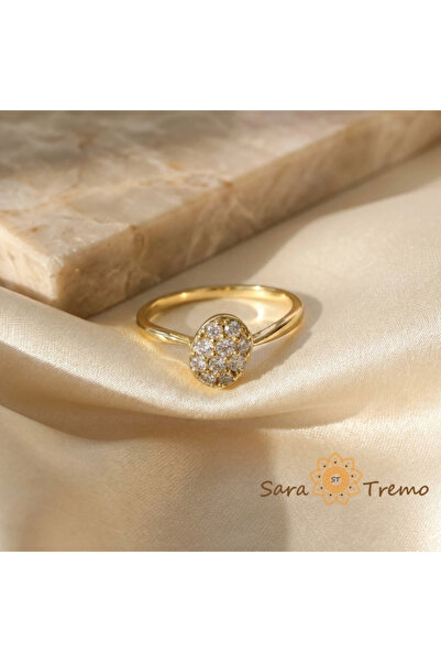 SaraTremo Inel Aura Crystal – inel placat cu aur de 14K, cu 3 straturi, mărim...