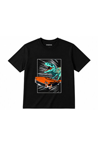 VODEXA Tricou oversize unisex cu imprimeu Dino, 100% bumbac, croială conforta...