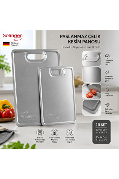 l l lona lucy Solingen Set of 2 Stainless Steel Cutting Boards 23X34 cm + 20X...