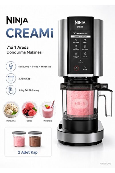NINJA CREAMi Premium Dondurma Makinesi Ev Yapımı Gelato Sorbe Milkshake Smoot...