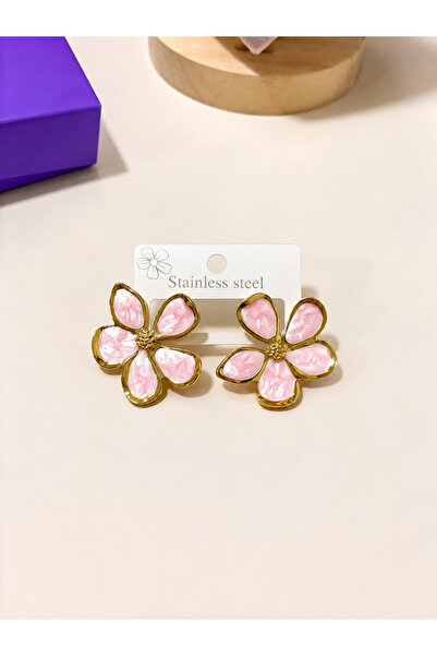 Gizemindünyası Mineli Pink Sakura Flower Earrings
