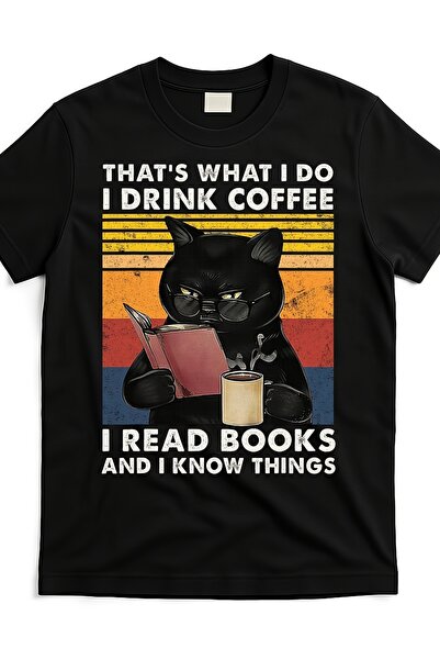 2mcup 180g Premium Soft Cotton "I Drink Coffee I Read Books" Graphic Men's Te...