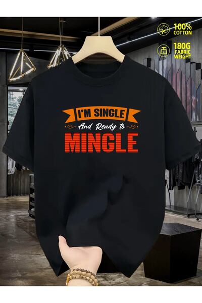 BASEPULSE تي شيرت رجالي بطباعة 'Single Ready to Mingle' - إصدار محدود، قميص م...