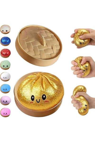 AAS ECOM Jumbo Gold Dumpling Squishy Toy – Soft Glitter Stress Relief Fidget ...