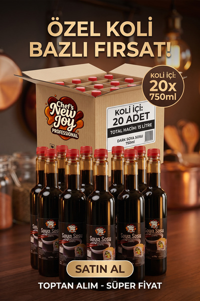 chef's new joy professional Dark Soya Sosu 750 ML x 20 Adet - 1 Koli (Koli Bazlı Avantaj Paketi)