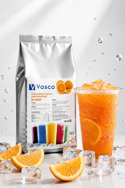 vosco Portakal Aromalı Buzlaş (Ice Slush) Tozu 1 Kg (+C Vitaminli) - Profesyo...