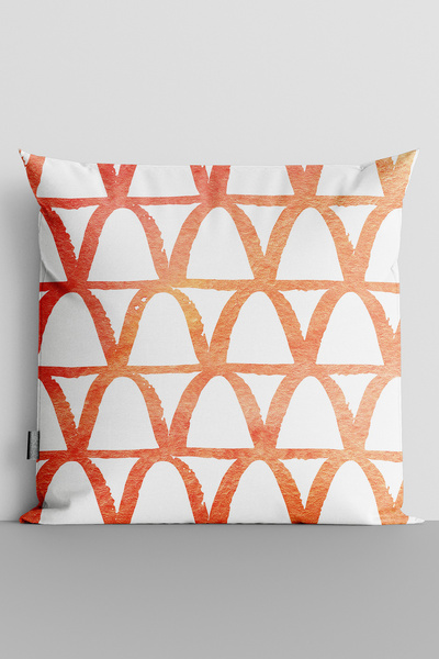 TicaretJet Red Shapes Double Sided Digital Printed Throw Pillow Cover - 2525
