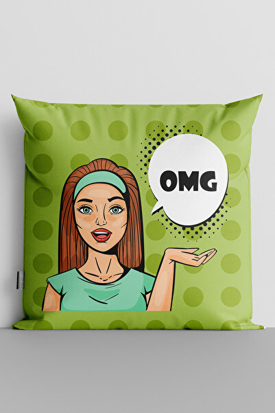 TicaretJet غطاء وسادة مطبوع رقميًا على الوجهين للنساء من Popart Omg Written - 99