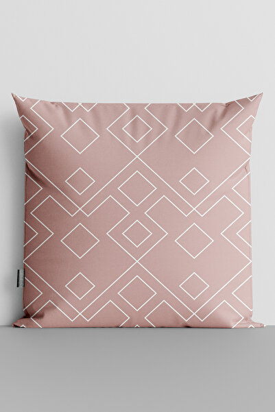 TicaretJet White Shapes Double Sided Digital Printed Throw Pillow Cover