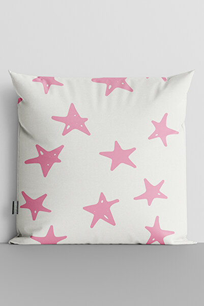 TicaretJet Pink Stars Double Side Digital Printed Pillow Throw Pillow Cover-533