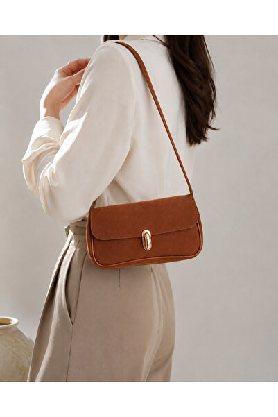 zetus Roma Tan Covered Baguette Shoulder Bag Women's Stylish Daily Bag with S...