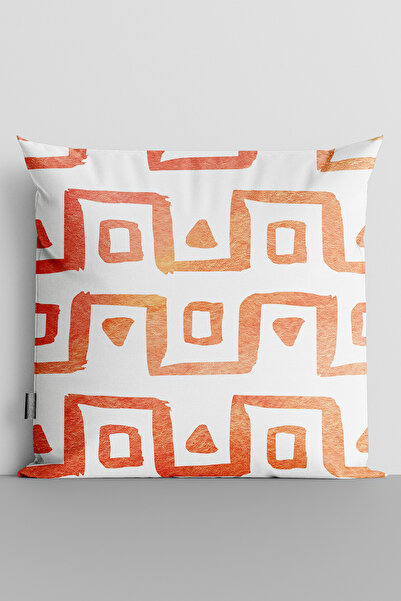TicaretJet Red Shapes Double Sided Digital Printed Throw Pillow Cover - 2534