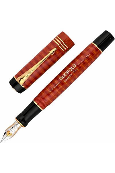 Parker قلم حبر دوفولد إصدار محدود للذكرى المئوية، أحمر - ريشة ذهبية عيار 18 ق...