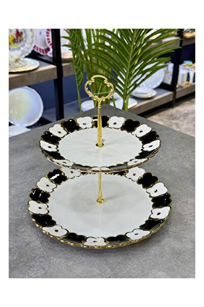 Doğudeko Cleef Porcelain 2 Layer Serving Plate Black