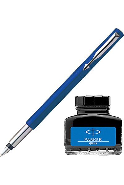 Parker Victor Standard Ct Fountain Pen Ink - Blue + Kink Ink Bottle - Blue (5...