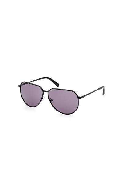 Guess نظارات شمسية رجالية معدنية سوداء لامعة UV400