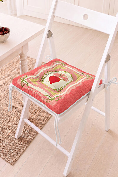 Home Aşk Motifi İle Süslenmiş Pofidik Sandalye Minderi - Retro ve Renkli Deko...