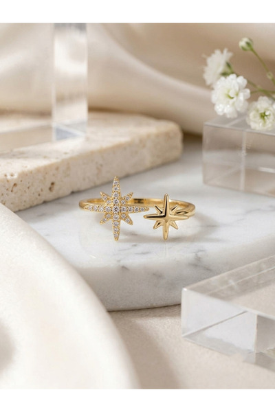 Evorya Women's Zircon Stone Pole Star Model Ring