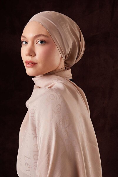 Levidor Beige Text Printed Naia Jacquard Shawl