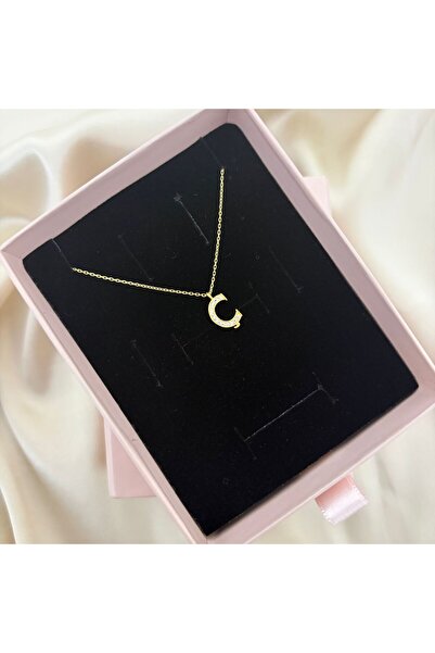 Lovera Jewellery 925 Ayar Gümüş Sertifikalı 14K Gold Renk Ç Harfli Harf Kolye