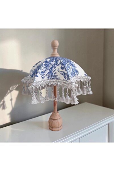 Fleurs Chic Işıksız Ahşap Ayaklı Bali Şemsiyesi Köylüler Desenli