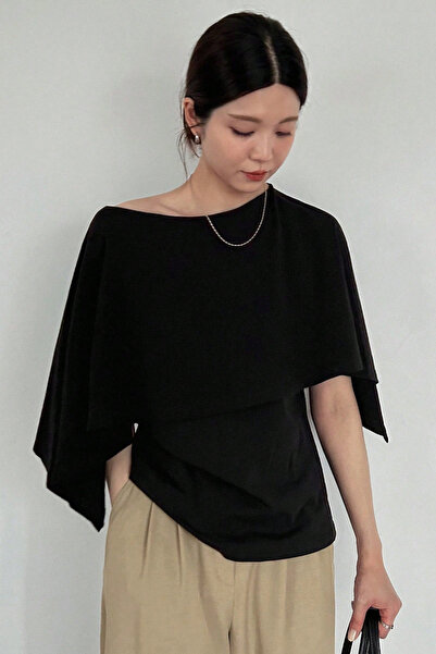 COOL TARZ Women's Boat Neck Cape Detailed Loose Fit Stylish Office and Event ...