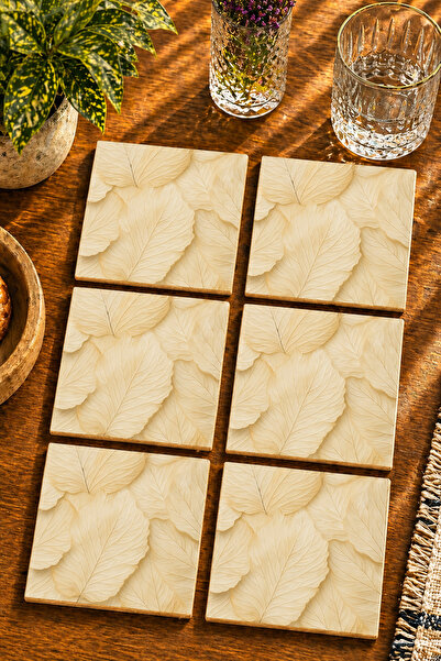 JHAAR Abstract - Bohemian Leaf Modern Set of 6 Coasters - Uv Printing Mdf - 1...