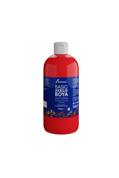 Red Rose Kırmızı Basic Akrilik Boya 500gr, Dekoratif Hobi Amaçlı Sanatsal Can...