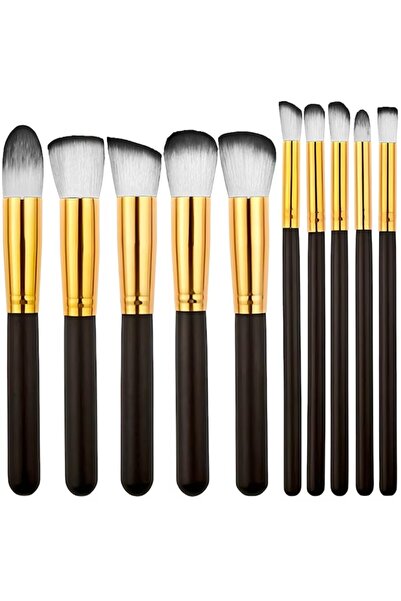 MACVI ® Professional Makeup Brush Set, 10 Soft Synthetic Brushes, Black & Gold