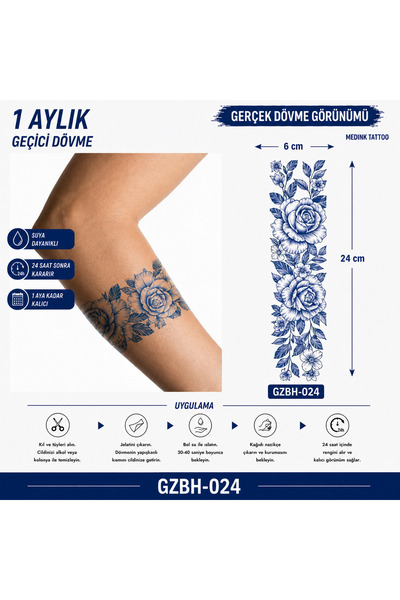 medink tattoo 1 Ay Kalıcı Sonradan Kararan Şerit model geçici dövme tattoo st...