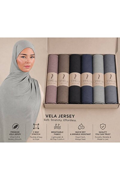 Ophelia Vela Jersey Hijab Set of 6 Assorted Color– Soft, Stretchy & Everyday ...
