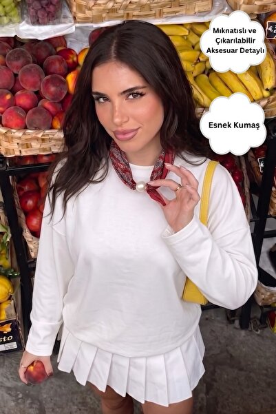 The Champ Clothing Tricou cu mânecă lungă pentru femei, cu eșarfă magnetică c...
