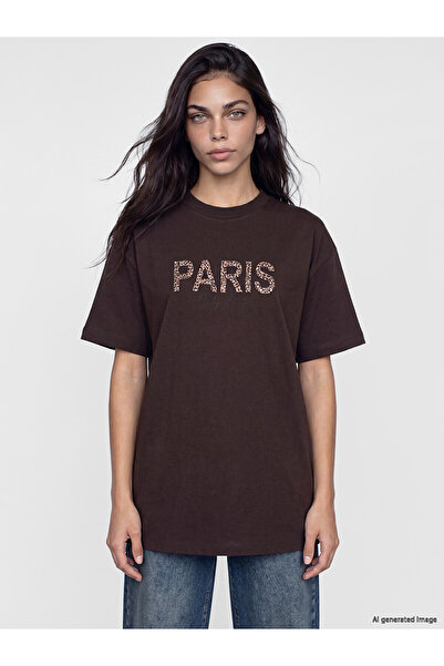 LC Waikiki Nevavm with Difference Paris Printed 100% Cotton Women's T-Shirt