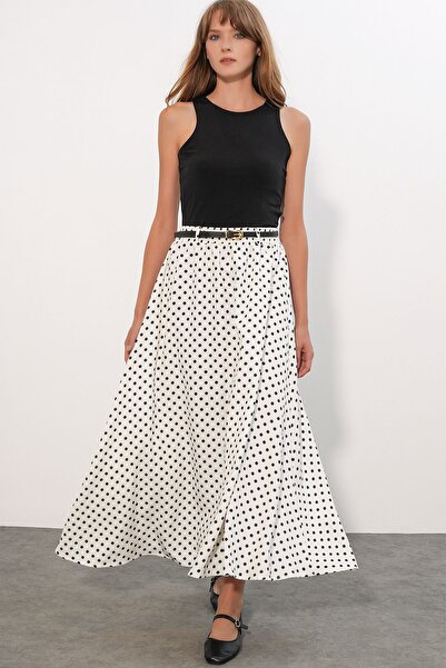 Hiccup Bdart High Waist Polka Dot Long Skirt